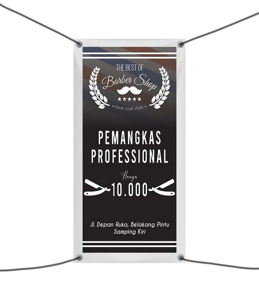 Spanduk The Best Barber Shop - Pemangkas Rambut Profesional Hanya Rp10.000 - Image 1