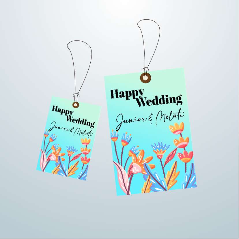 HangTag Pernikahan Animasi Bunga Warna Ceria - Image 1