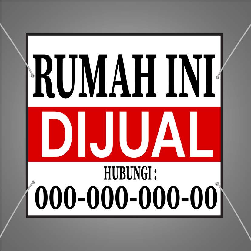 Baliho Informasi Rumah Dijual Tema Merah Hitam Garis - Image 1
