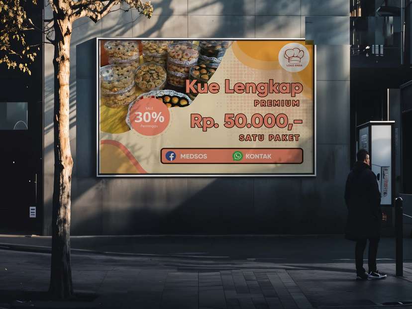 Baliho Kue Lengkap Menarik Tema Orange dan Menarik - Image 1