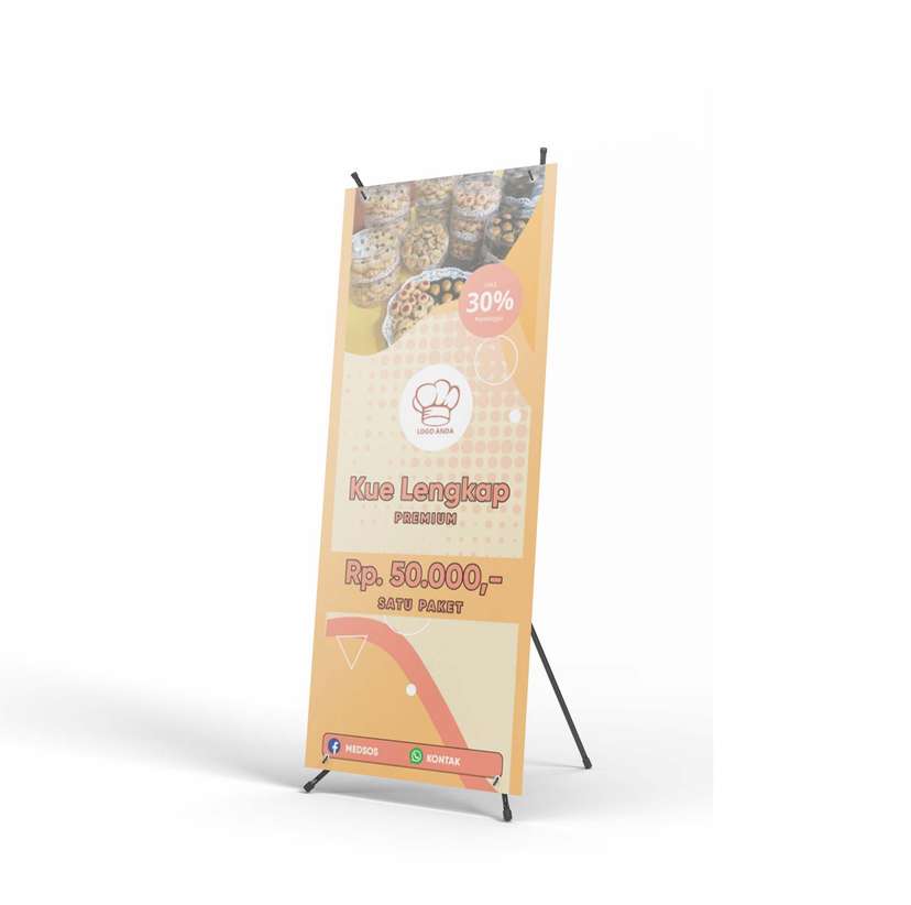 X Banner Baliho Promo Kue Kering Lengkap Kuning Orange - Image 1