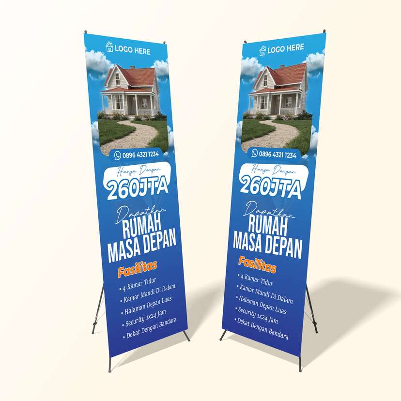 X Banner Promo Perumahan / Rumah Murah Dominan Hijau - Image 1