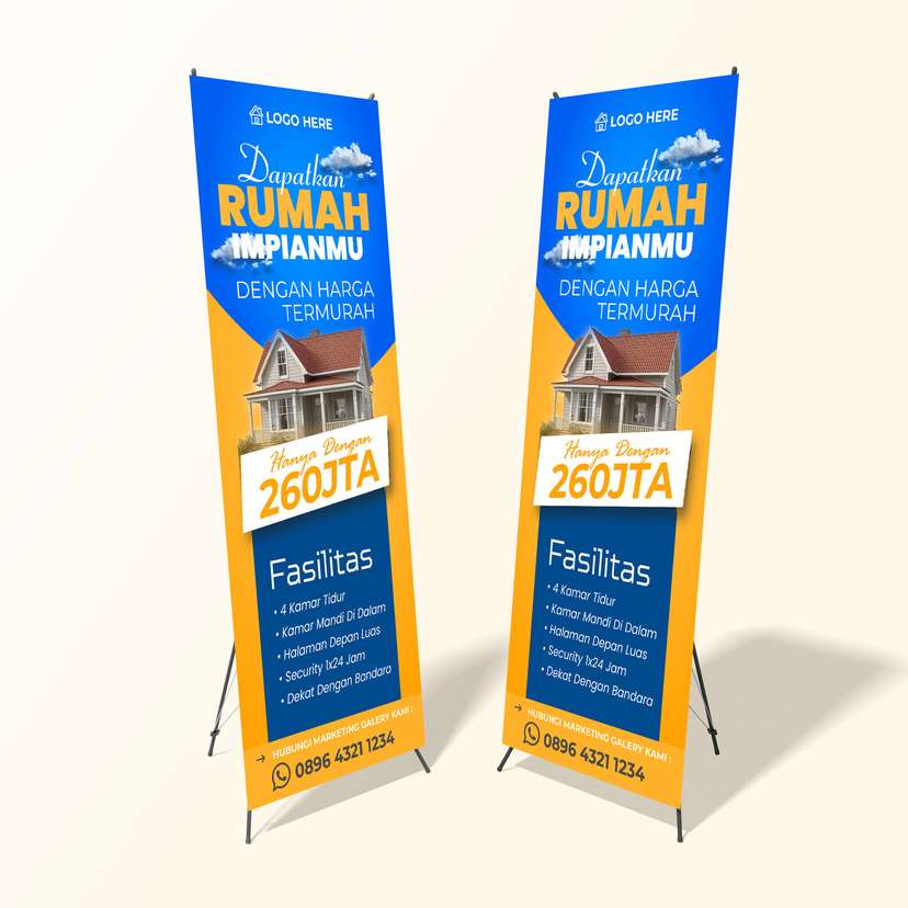 X Banner Promo Perumahan / Rumah Murah Dominan Biru Kuning - Image 1