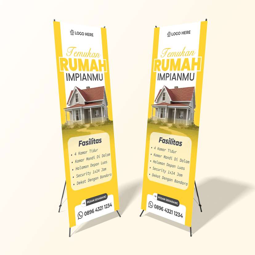 X Banner Promo Perumahan / Rumah Murah Dominan  Kuning - Image 1