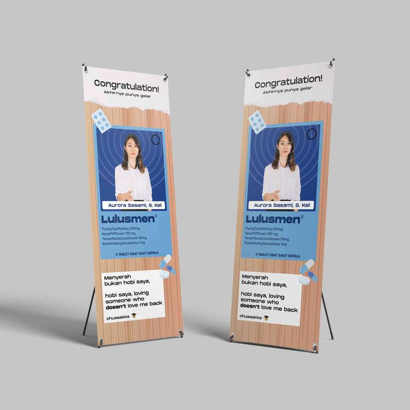 Standing X-Banner Sidang/WIsuda Lulusmen – Obat Sakit Kepala Akibat Skripsi - Image 1