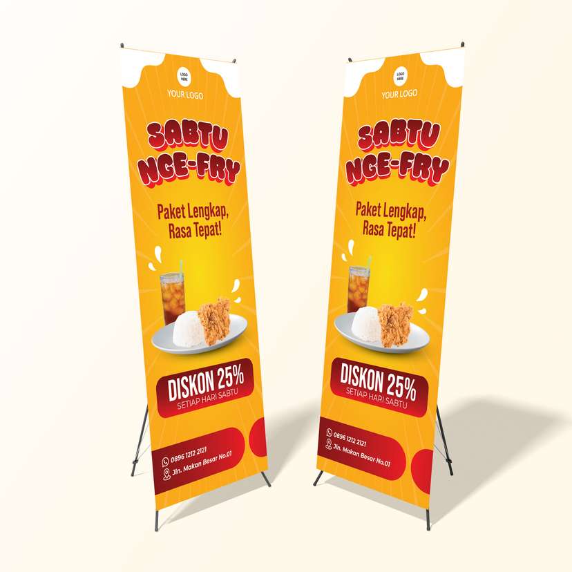 Standing X Banner Promo Makanan Sabtu Nge-Fry Ayam Goreng - Image 1