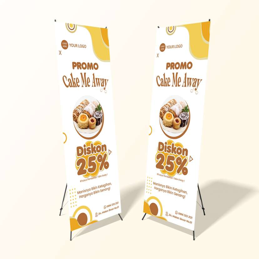 Standing X Banner Promo Makanan Kue / Cake Cake Me Away - Image 1