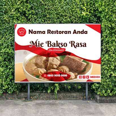 Baliho Mie Bakso Thema Merah Elegan - Image 1
