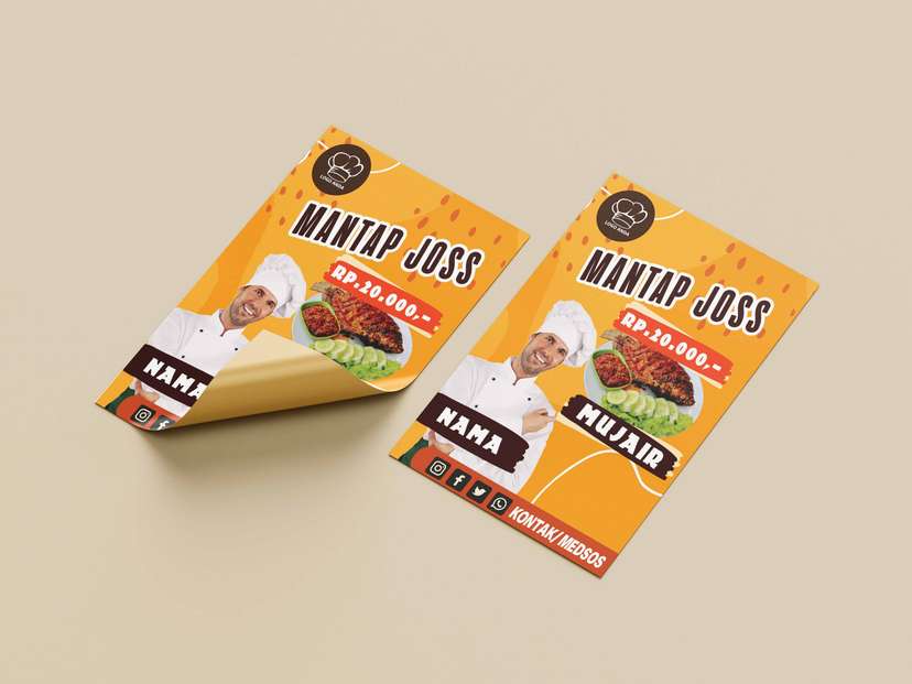 Flyer Menu Makanan Mujari Dengan Cheff Thema Orange Elegan - Image 1