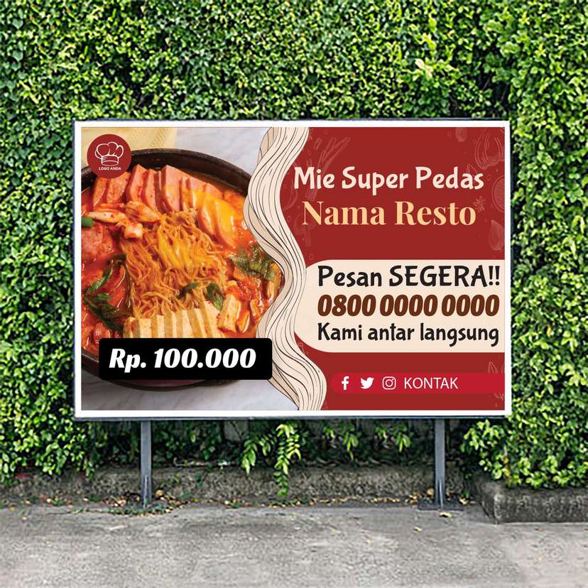 Baliho Promo Mie Super Pedas Template Merah  - Image 1