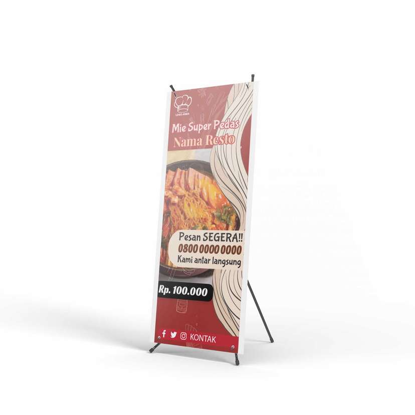X Banner Promo Mie Super Pedas Template Merah - Image 1