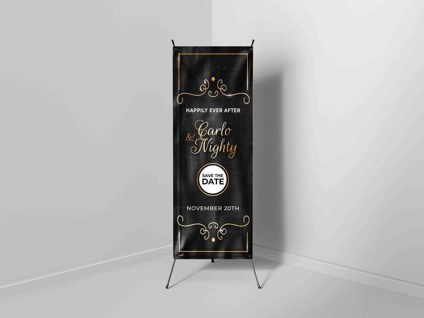 X-Banner Wedding Elegant Black Gold - Image 1