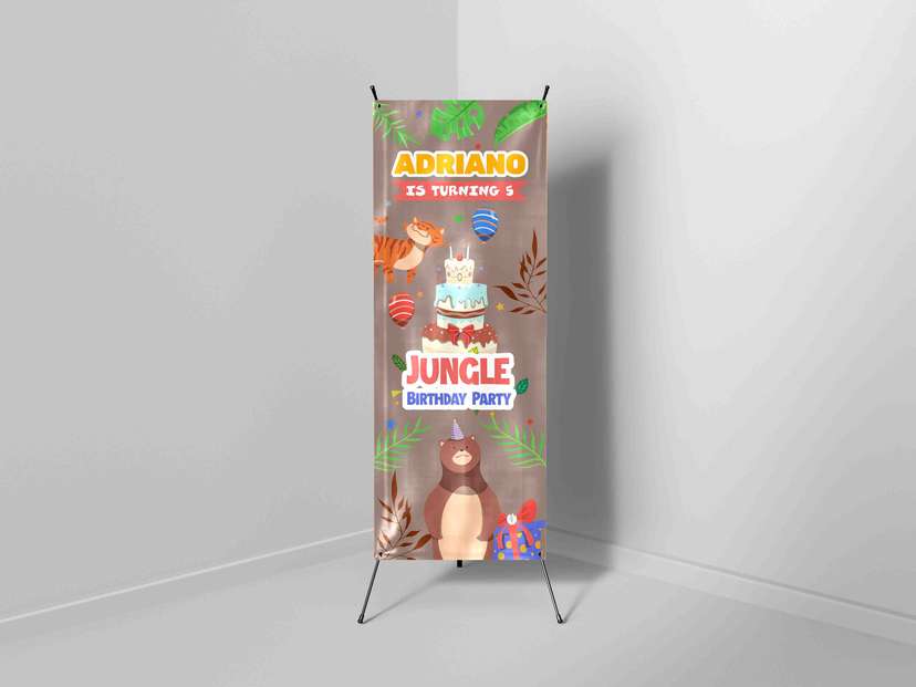 X-Banner Ulang Tahun Anak Tema Jungle yang Ceria - Image 1