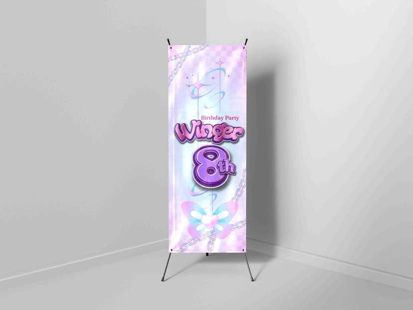 X-Banner Ulang Tahun Tema Soft Pastel dan Butterfly - Image 1