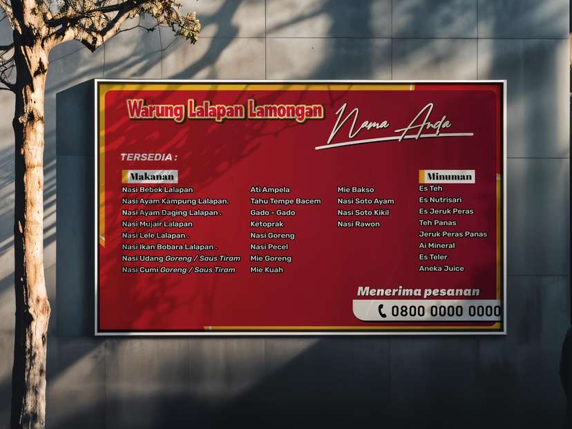Baliho Rumah Makan Merah Simple Mencolok - Image 1