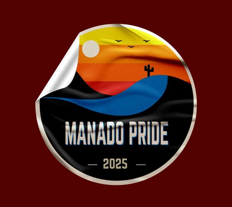 Stiker Manado Pride 2025 – Gaya Sunset Retro Modern - Image 1