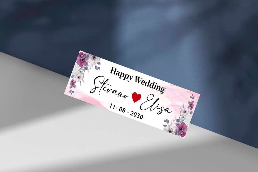 Wedding Plat Floral Lembut dengan Background Marmer Pink - Image 1