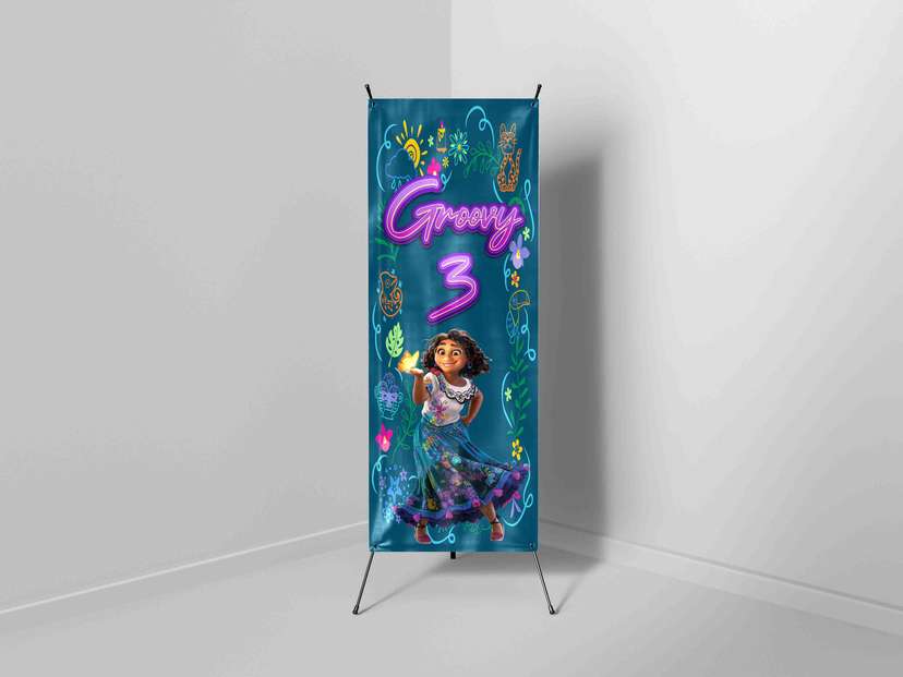 X-Banner Ulang Tahun Anak Tema Encanto Desain Ceria & Berwarna - Image 1