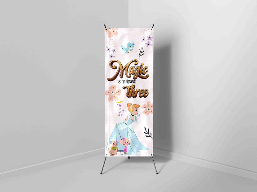 X-Banner Ulang Tahun Anak Tema Princess dan Teman Hewan - Image 1