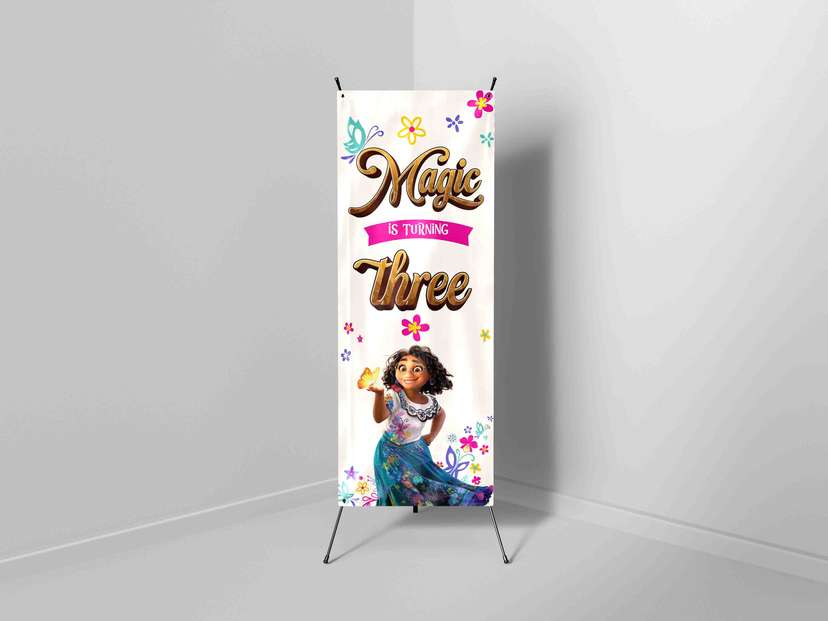 X-Banner Ulang Tahun Anak Tema Tropikal Ceria dengan Karakter Magis - Image 1