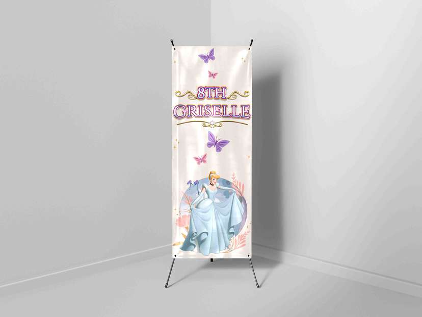X-Banner Ulang Tahun Anak Tema Princess Elegan  - Image 1