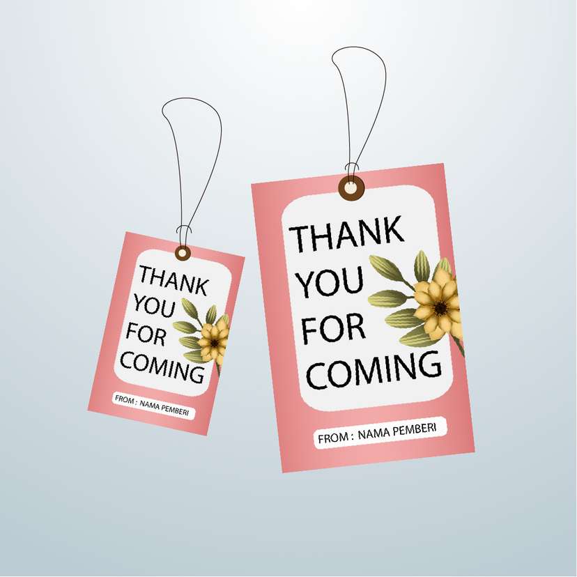 Hangtag Thank You For Coming dengan Bunga Kuning - Image 1
