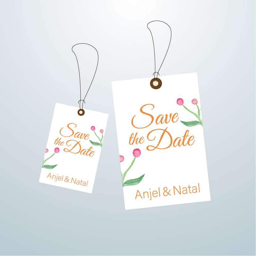 Hangtag Save the Date Watercolor Floral - Image 1