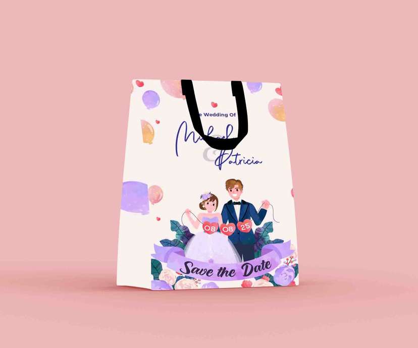 Paper Bag Save The Date Wedding Tema Pastel Balon - Image 1