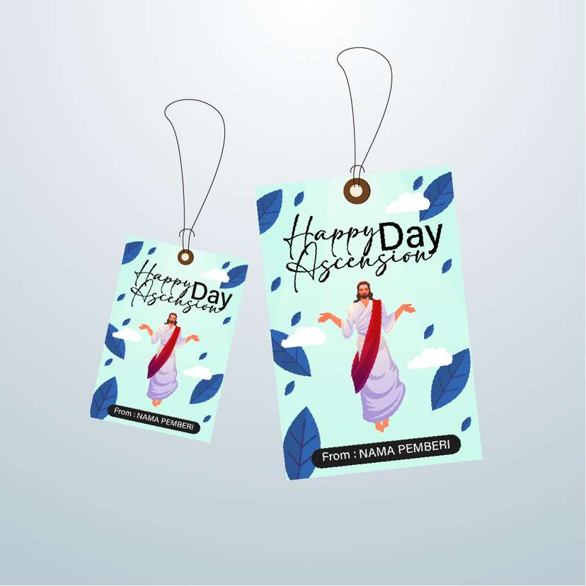 Yesus Naik ke Langit dengan Latar Daun Biru - Image 1