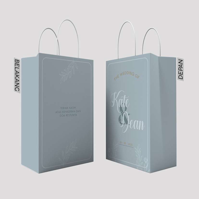 Paper Bag Pernikahan Biru dengan Desain Minimalis - Image 1