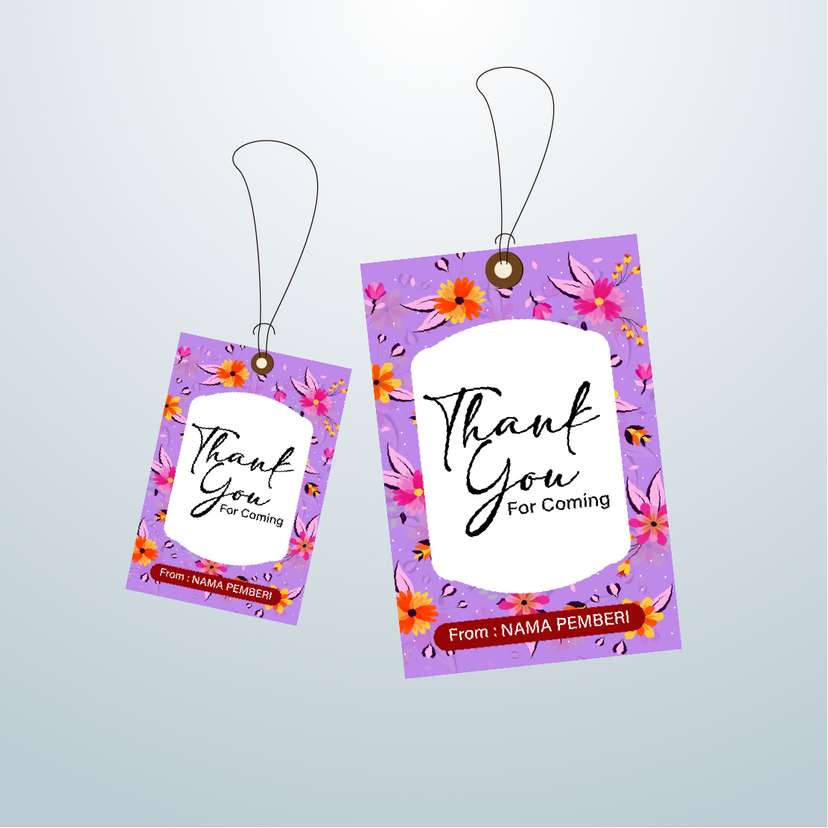 Hangtag Ungu dengan Motif Bunga Ceria - Image 1