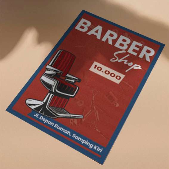 Flyer Barbershop – Tema Retro Merah Biru - Image 1