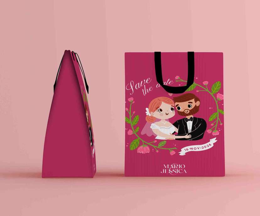 Paper Bag Wedding Kartun Lucu - Image 1