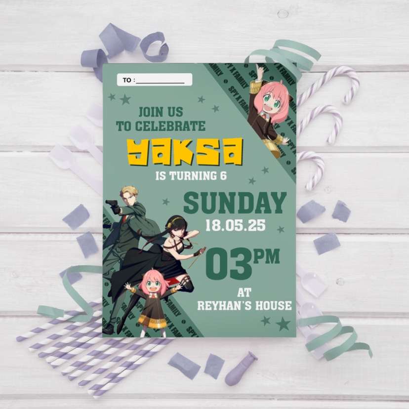 Undangan Ulang Tahun Anak Tema Spy x Family Anime Karakter - Image 1