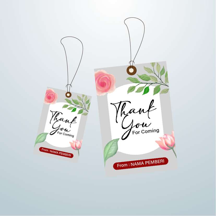 Hangtag Floral Elegan Pink dengan Sentuhan Daun Hijau - Image 1