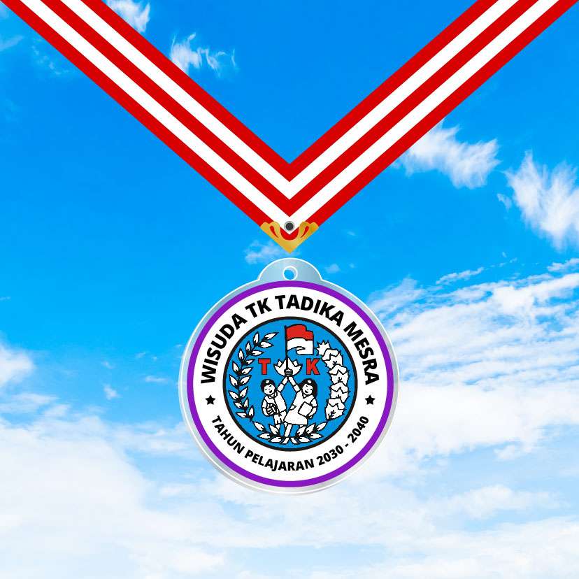 Medali Akrilik Kelulusan/Wisuda Sekolah - Tema Putih Ungu 🏅  - Image 1