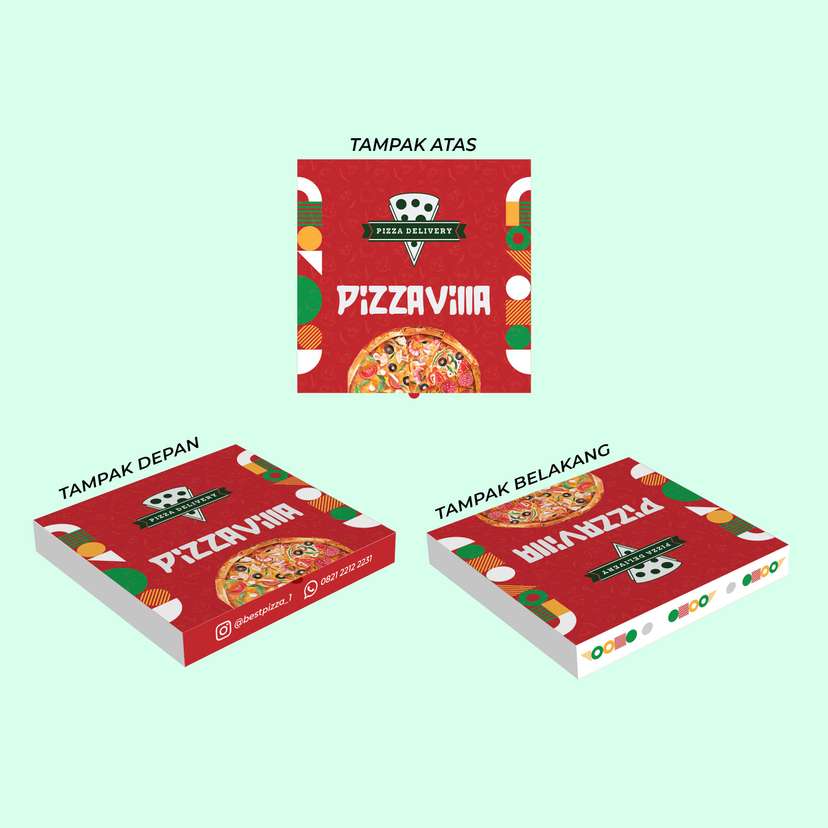 Box Packaging Makanan Pizza Dengan Tema Merah Ceria - Image 1