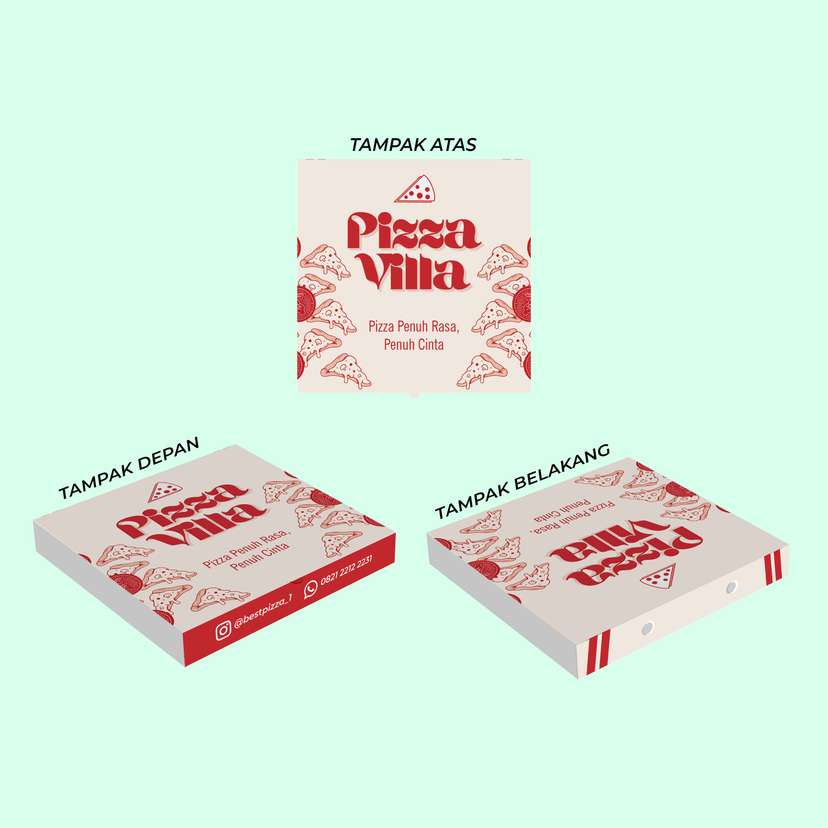 Box Packaging Makanan Pizza Dengan Ilustrasi - Image 1