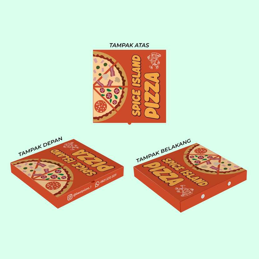 Box Packaging Makanan Pizza Dengan Desain Cerah - Image 1