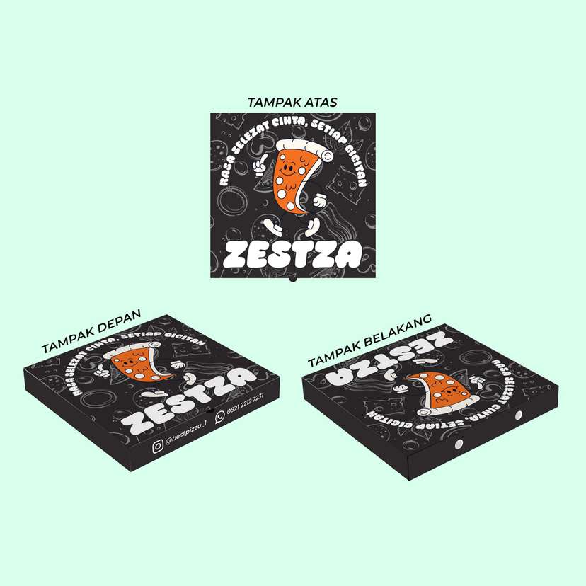 Box Packaging Makanan Pizza Dengan Tema Hitam dan Merah - Image 1
