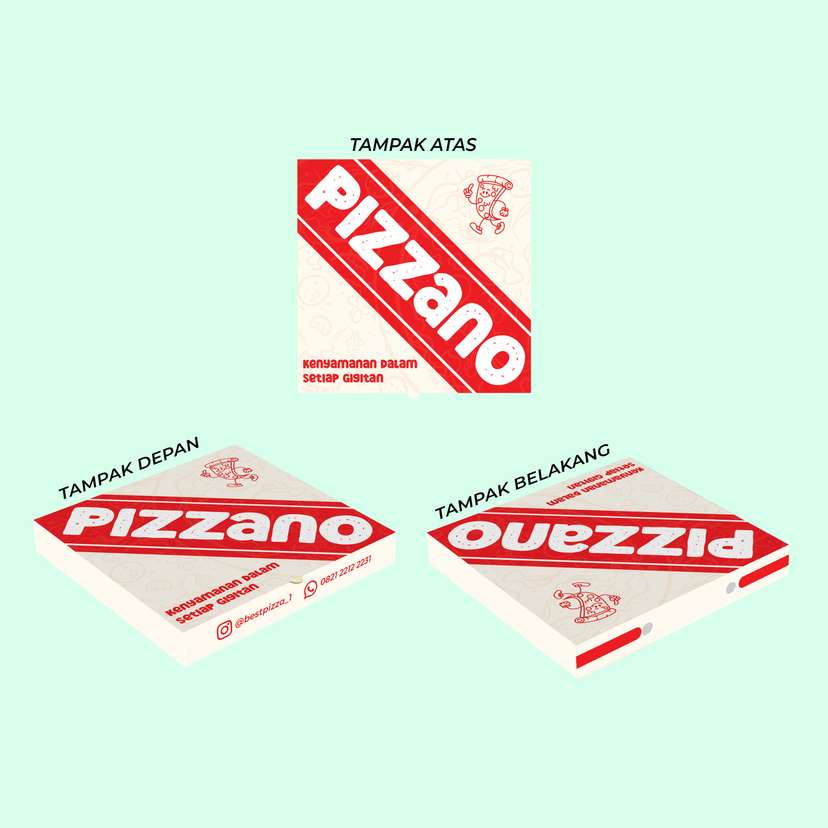 Box Packaging Makanan Pizza Dengan Desain Merah dan Putih - Image 1
