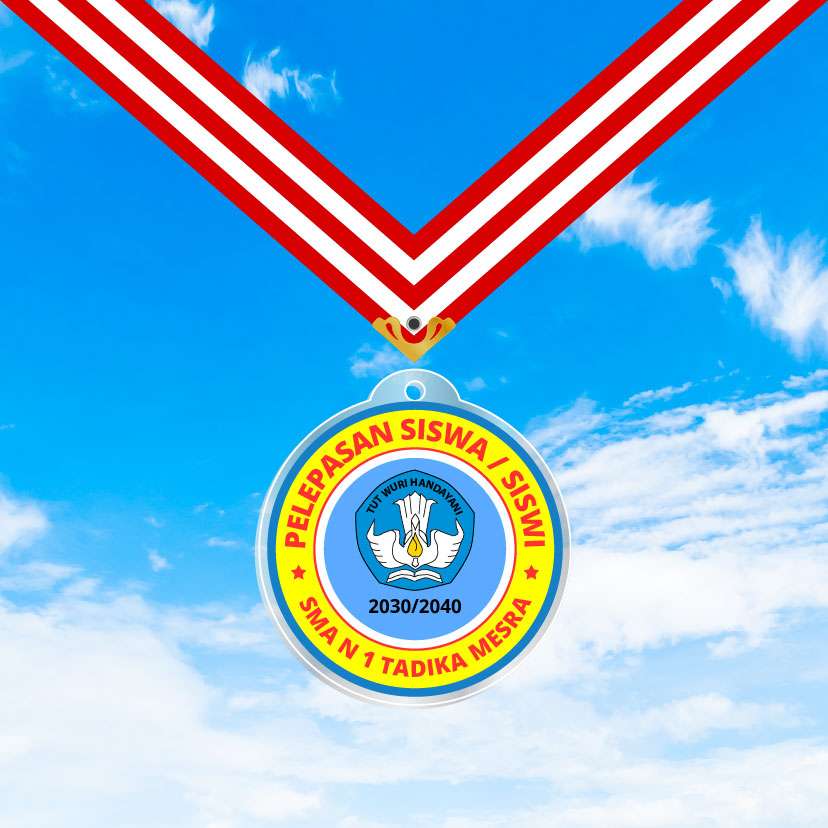 Medali Akrilik Kelulusan/Wisuda Sekolah - Tema Biru Muda & Kuning Cerah🏅  - Image 1