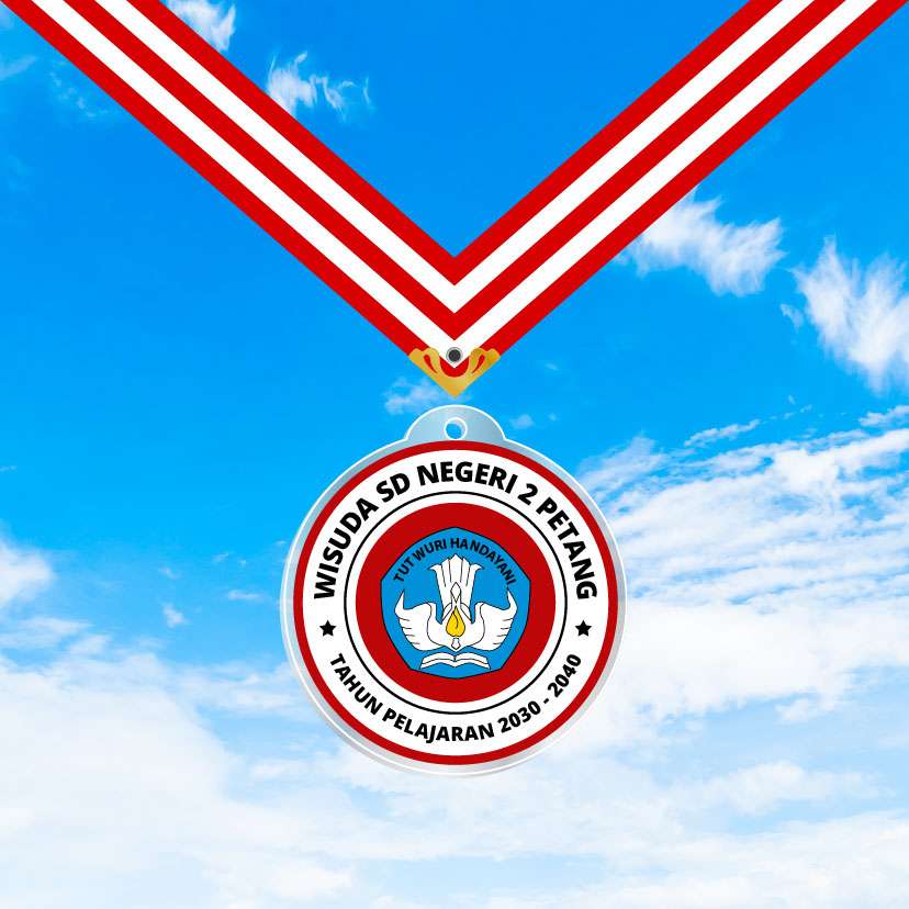 Medali Akrilik Kelulusan/Wisuda Sekolah - Tema Merah Semangat 🏅  - Image 1