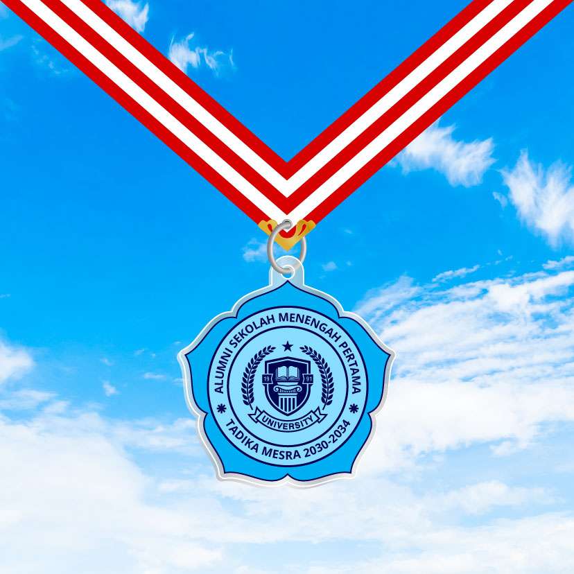 Medali Akrilik Kelulusan/Wisuda Sekolah - Tema Biru Muda 🏅  - Image 1
