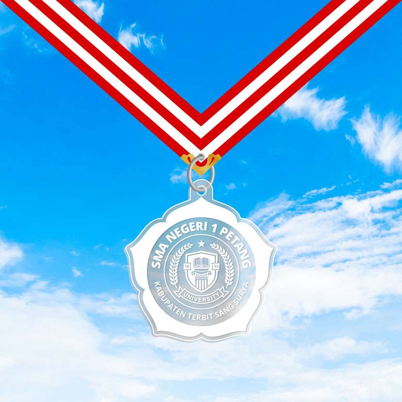 Medali Akrilik Kelulusan/Wisuda Sekolah - Tema Putih Bening 🏅  - Image 1