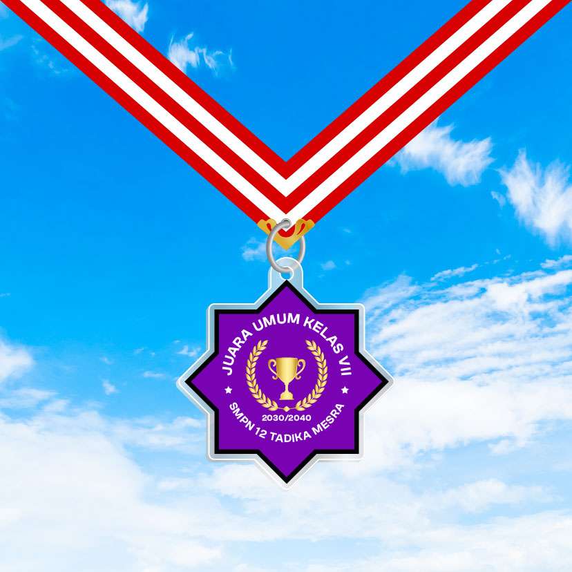 Medali Akrilik Kelulusan/Wisuda Sekolah - Tema Ungu 🏅  - Image 1