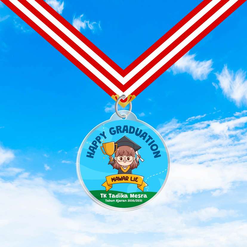 Medali Akrilik Kelulusan/Wisuda Sekolah Lucu - Tema Biru 🏅  - Image 1