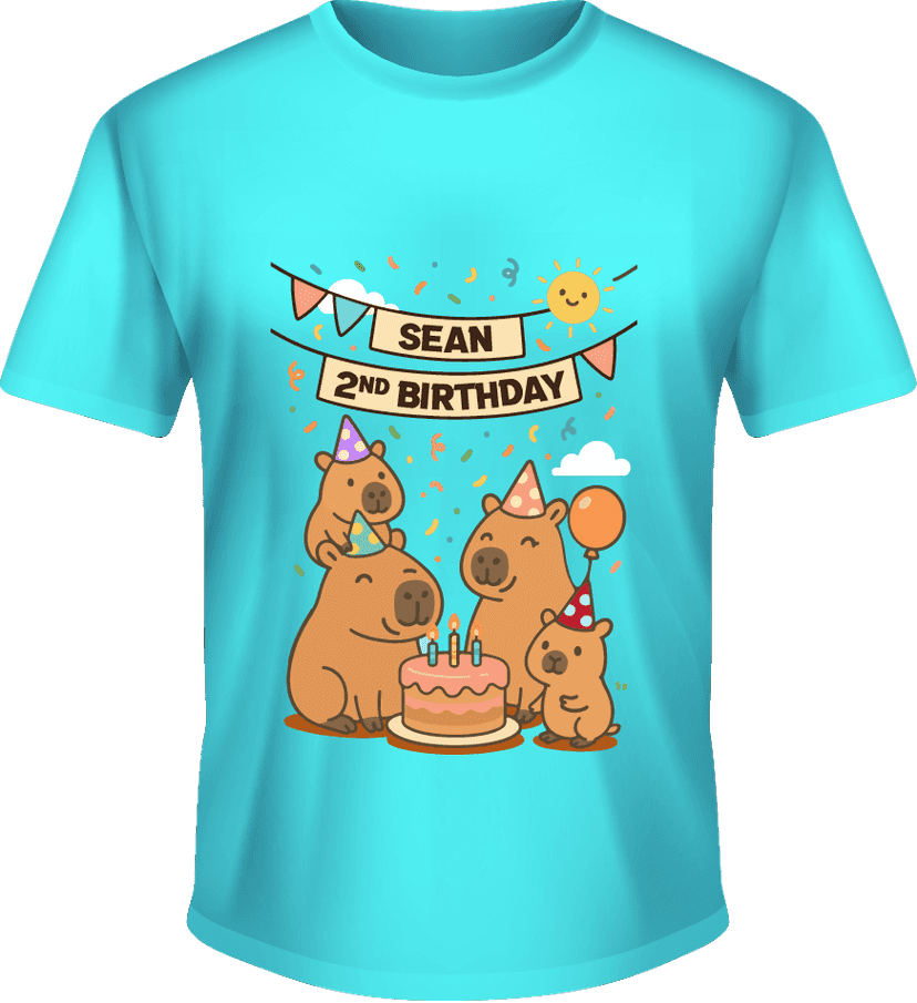 Kaos Ulang Tahun Anak Tema Keluarga Capybara - Image 1