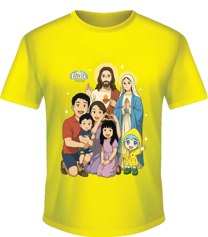 Kaos Keluarga Kudus dengan Karakter Anak Katolik - Image 1