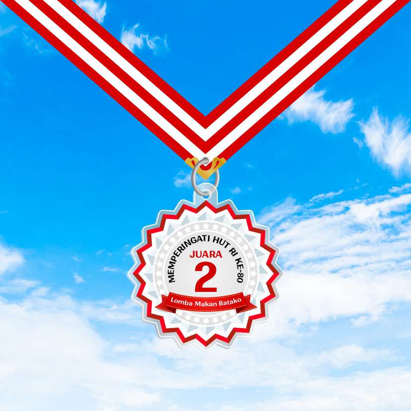 Medali Akrilik Hadiah Juara 17 Agustus Penghargaan - Tema Putih 🏅	 - Image 1